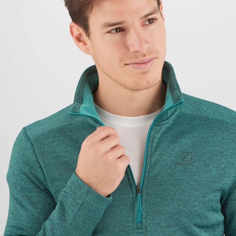 Turquoise Salomon Essential Lightwarm Seamless Half Zip Men's Sweatshirt | PH 63498X